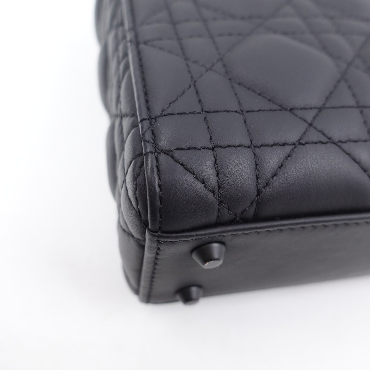 Pre-owned Dior Lady Mini Matte Black Calfskin Crossbody Bag