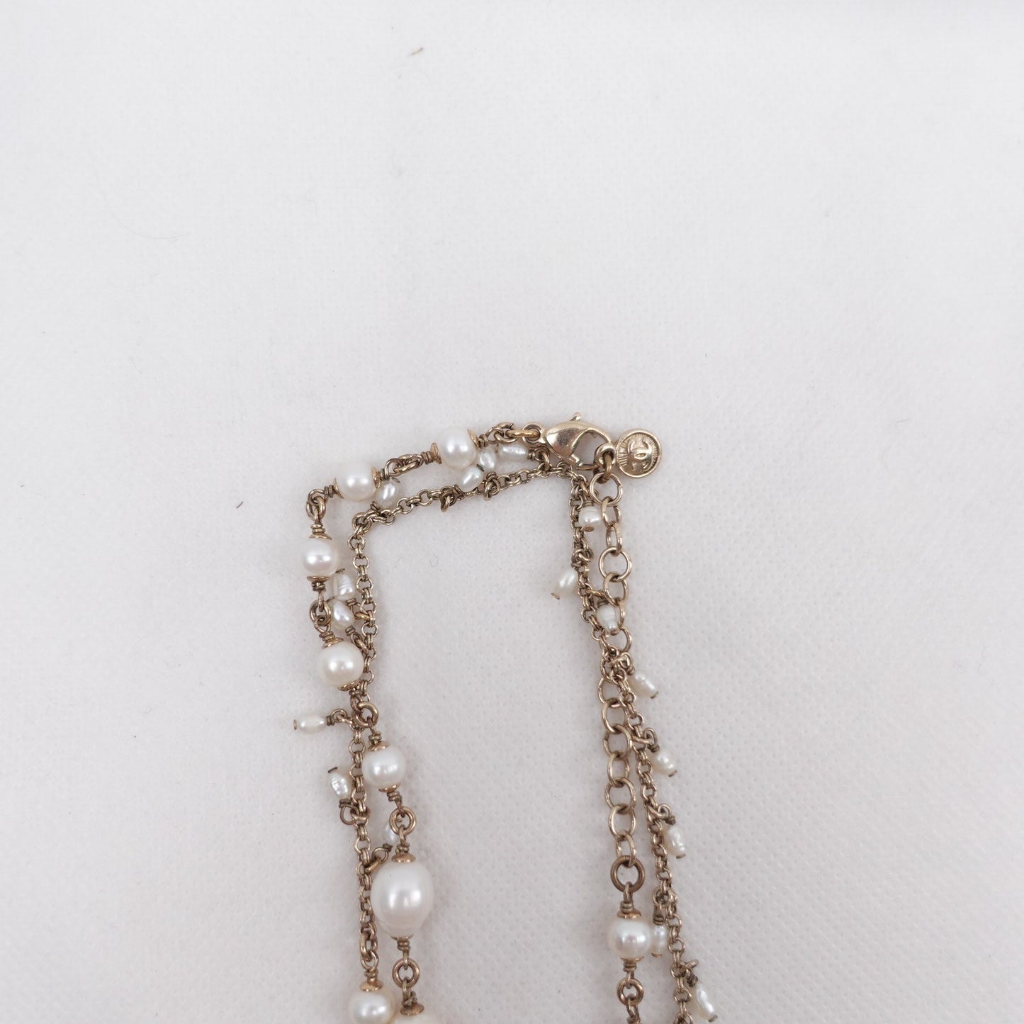 Pre-owned Chanel Gold Pearl&Metal Necklace