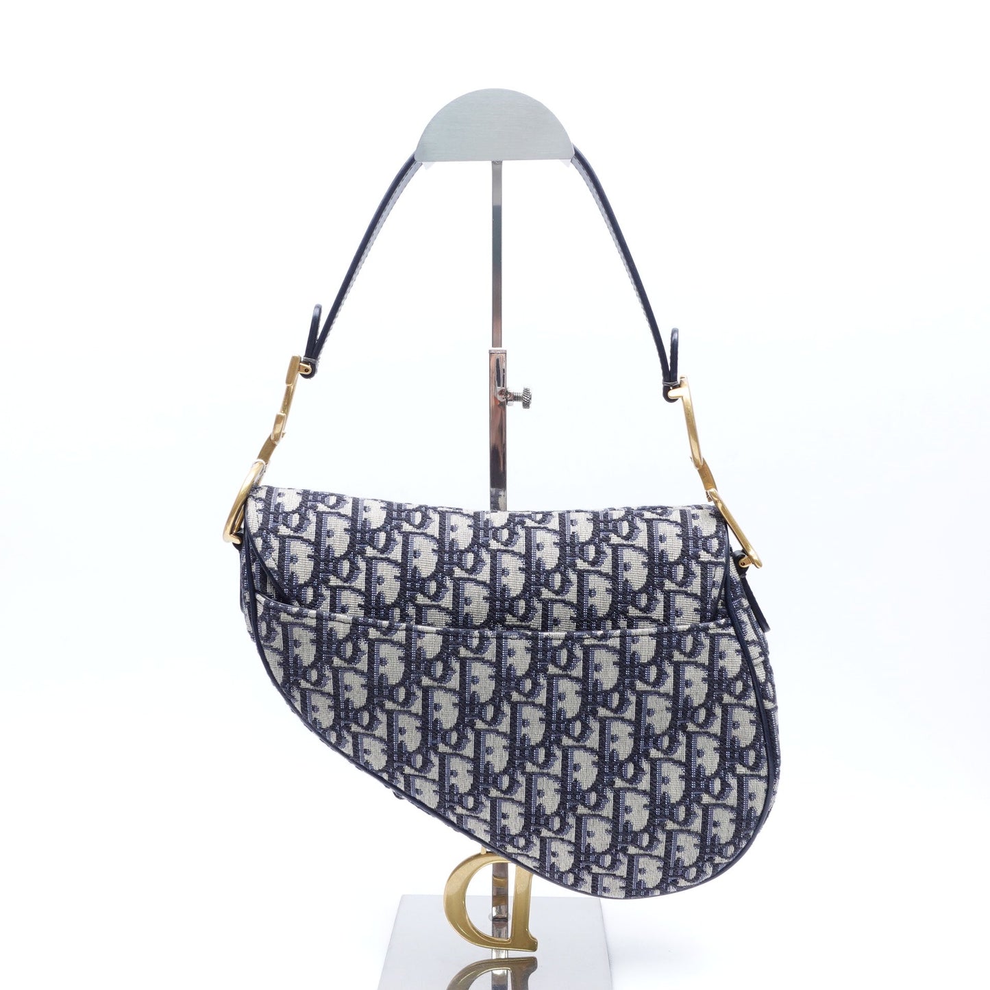 Pre-owned Dior Saddle Medium Blue Canvas Shoulder Bag