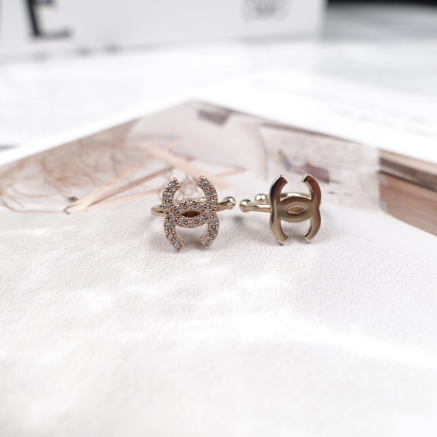 Pre-Owned Chanel Gold Crystal Diamond Earrings