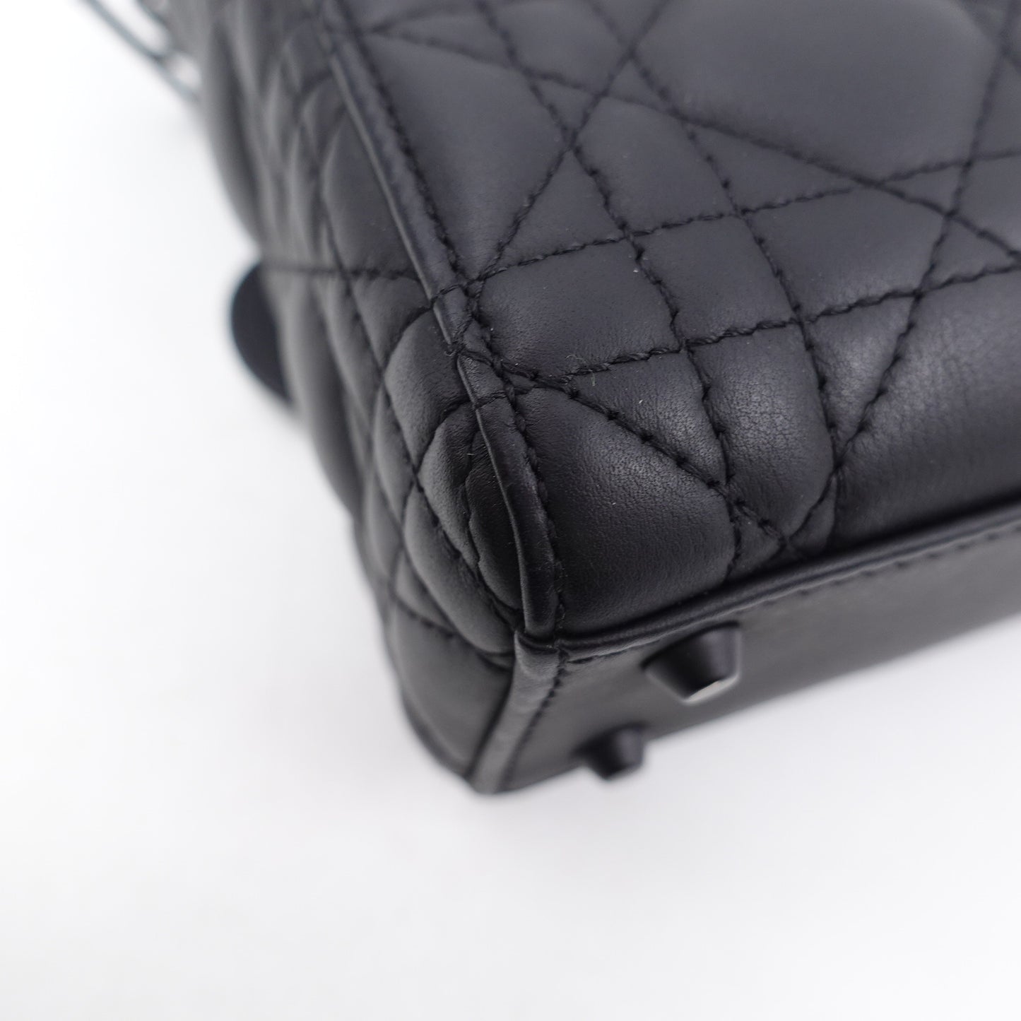 Pre-owned Dior Lady Mini Matte Black Calfskin Crossbody Bag