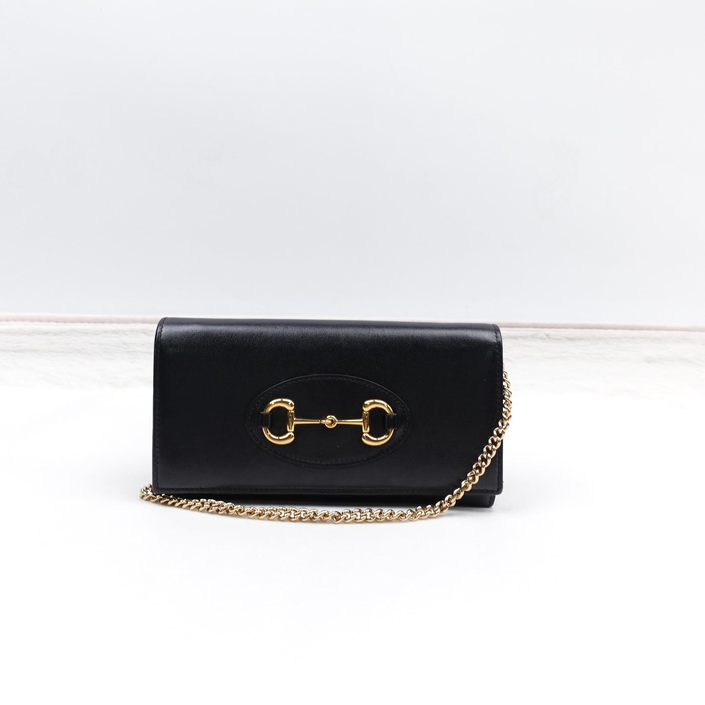 Pre-owned Gucci Horsebit 1955 WOC Black Calfskin Shoulder Bag