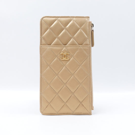 Pre-owned Chanel Gold Lambskin Long Wallet