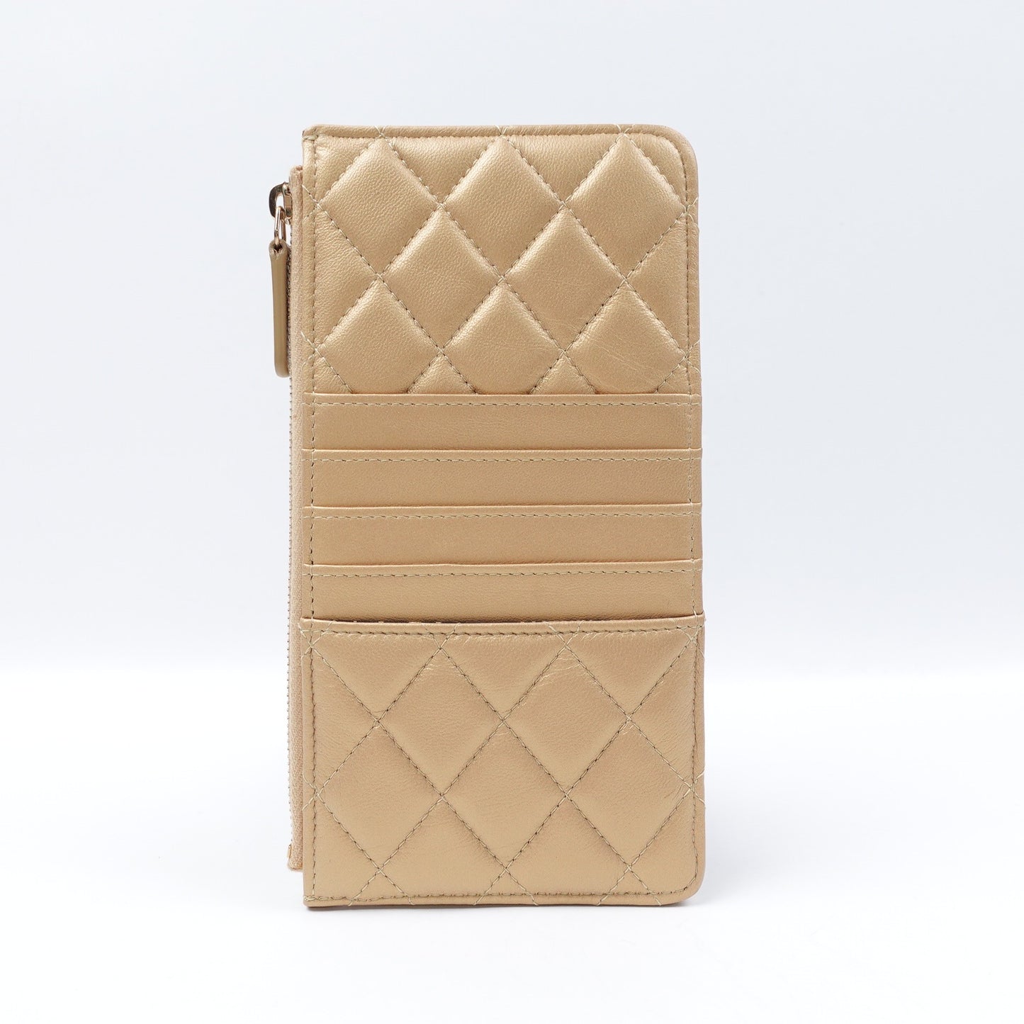 Pre-owned Chanel Gold Lambskin Long Wallet