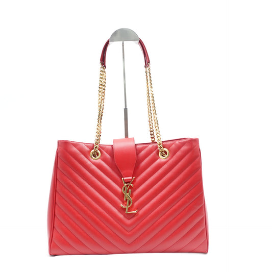 Pre-owned Saint Laurent Red Calfskin Tote Bag