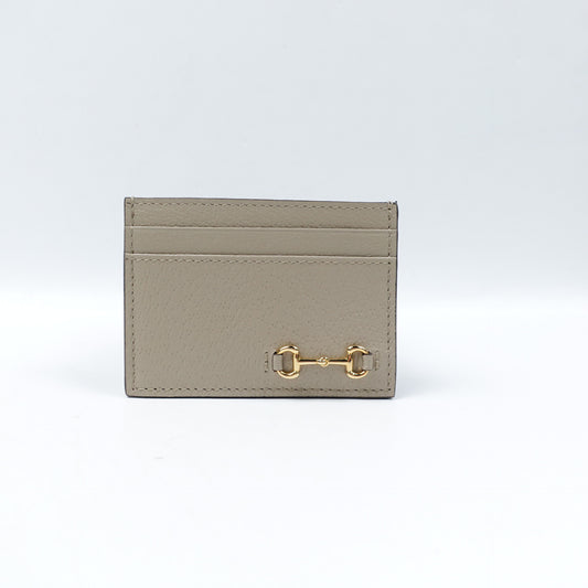 Pre-Owned Horsebit 1955 Beige Calfskin Card Holder