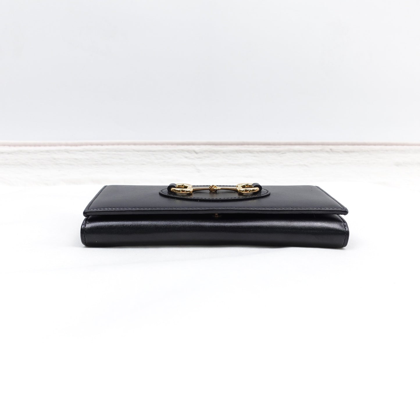 Pre-owned Gucci Horsebit 1955 WOC Black Calfskin Shoulder Bag