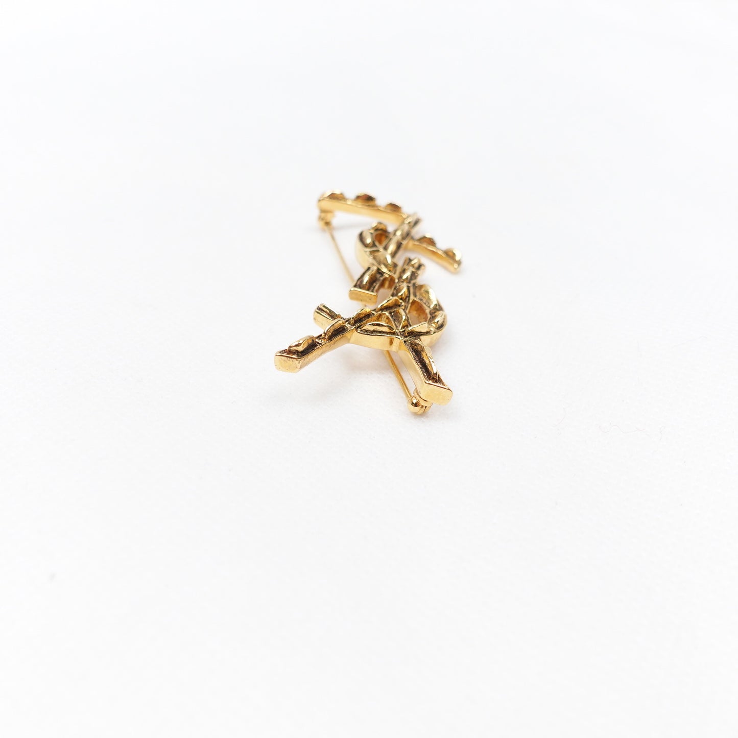 Pre-Owned Saint Laurent Gold Tone Brooch