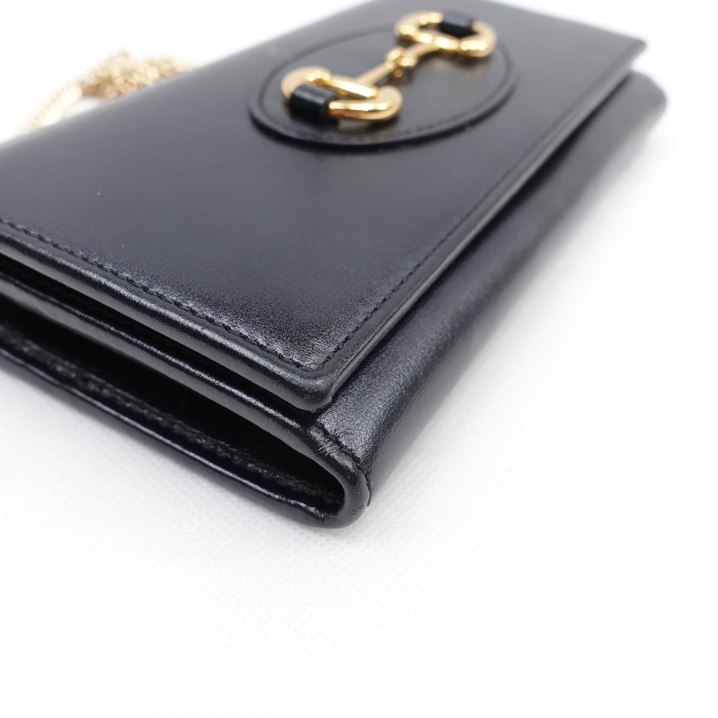 Pre-owned Gucci Horsebit 1955 WOC Black Calfskin Shoulder Bag