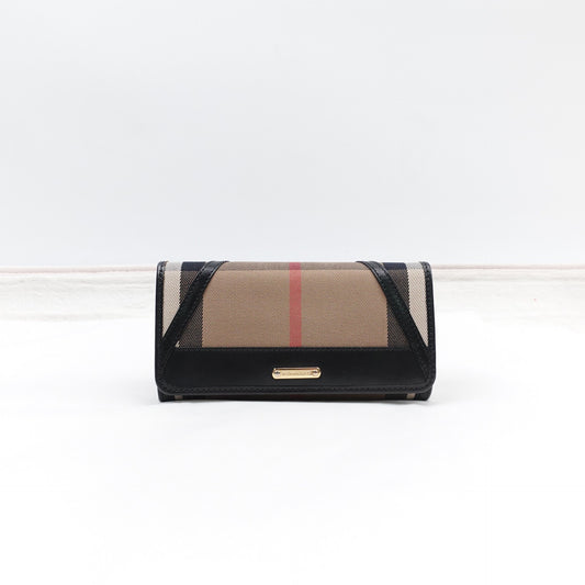 Pre-owned Burberry Black Canvas Long Wallet