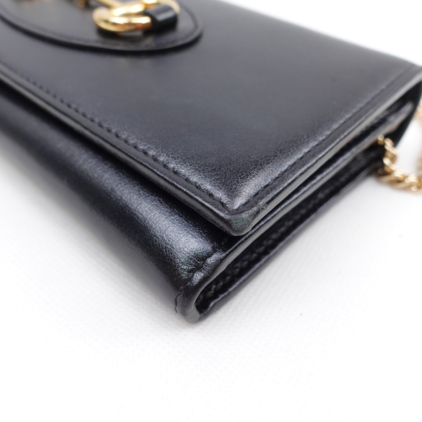Pre-owned Gucci Horsebit 1955 WOC Black Calfskin Shoulder Bag