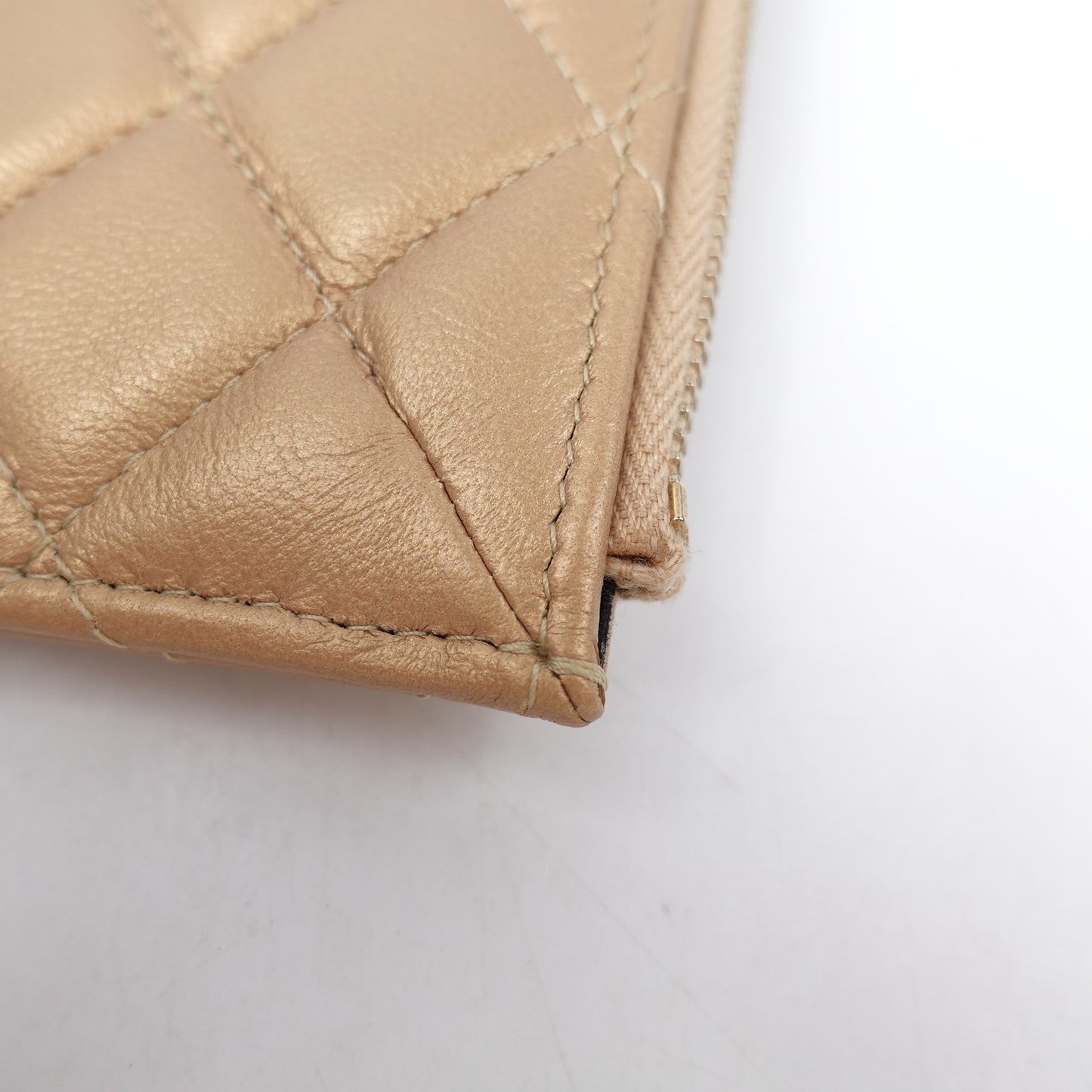 Pre-owned Chanel Gold Lambskin Long Wallet