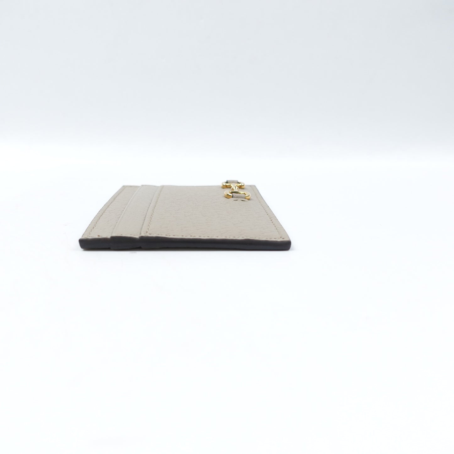 Pre-Owned Horsebit 1955 Beige Calfskin Card Holder