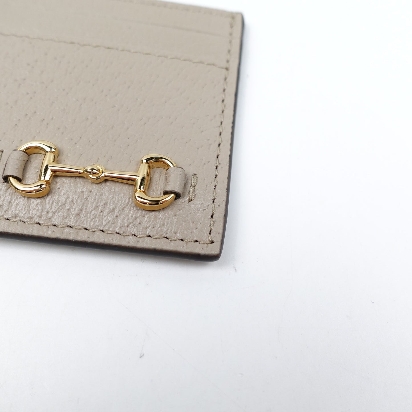 Pre-Owned Horsebit 1955 Beige Calfskin Card Holder