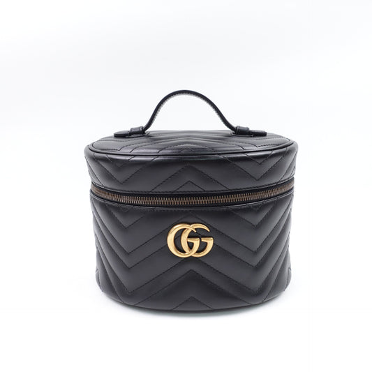 Pre-owned Gucci GG Marmont Black Calfskin Hand Bag