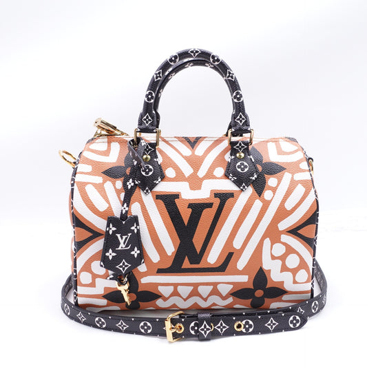 Pre-owned Louis Vuitton Speedy 25 White&Brown Coated Canvas Shoulder Bag