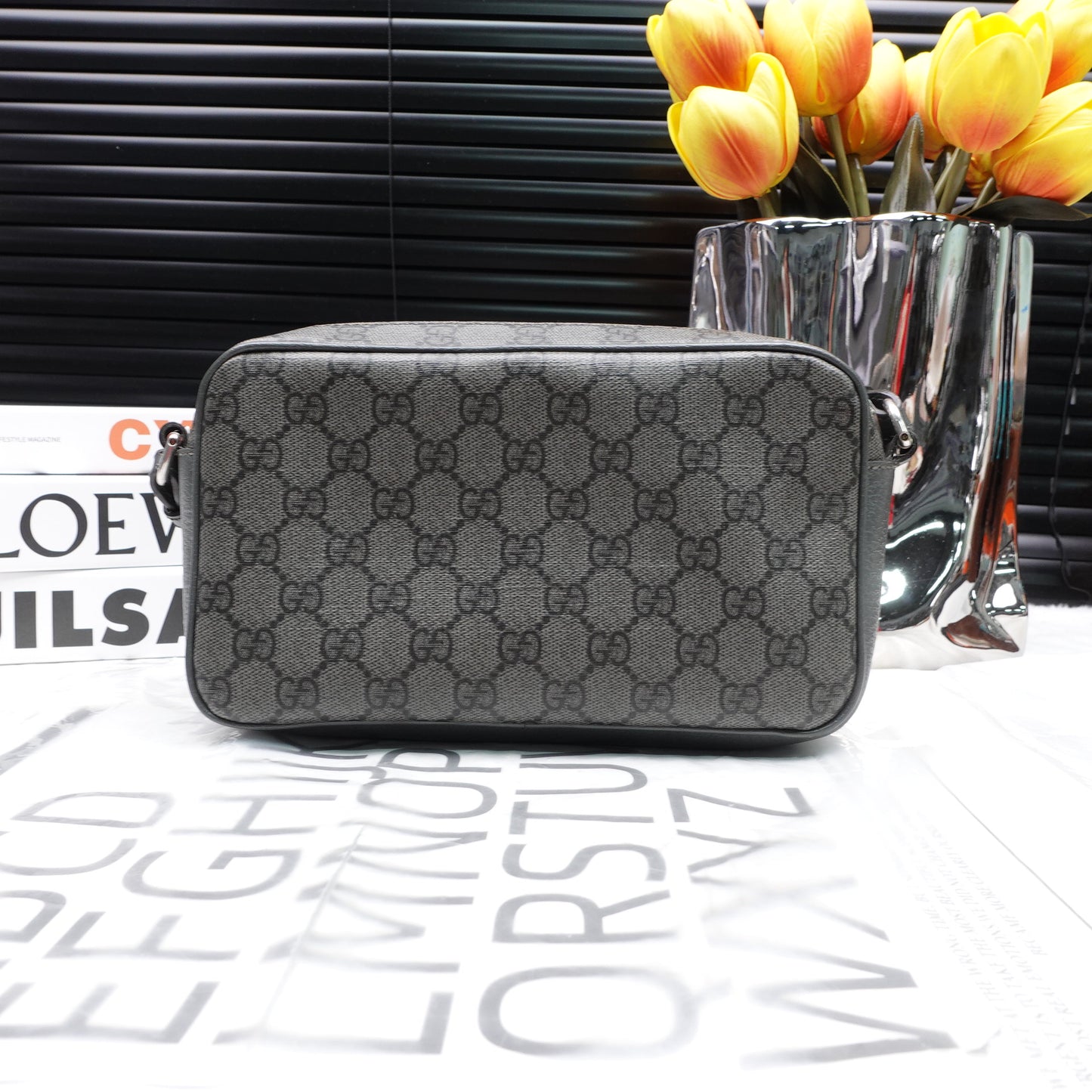 Pre-owned Gucci Ophidia Grey Coated Canvas Cross Body Bag