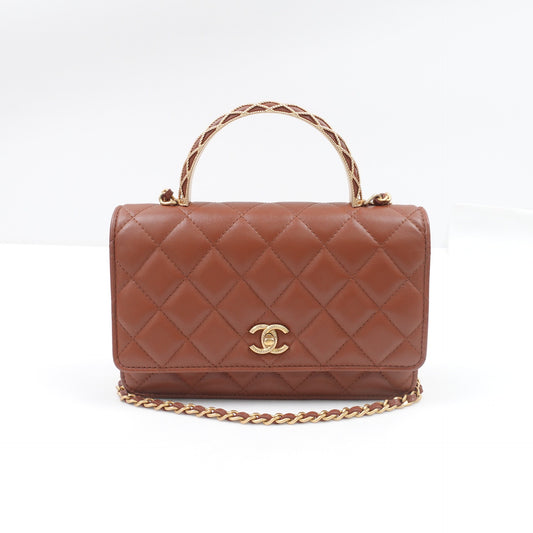 Pre-owned Chanel Brown Lambskin Shoulder Bag