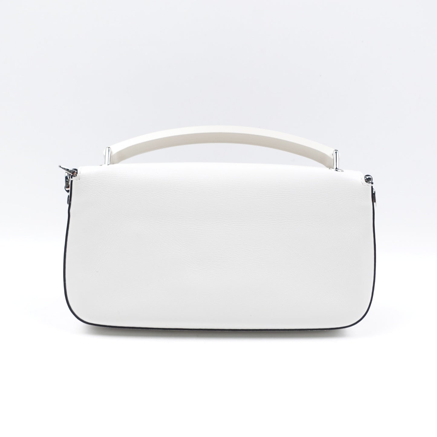 Pre-owned Fendi Baguette Mini White Calfskin Shoulder Bag