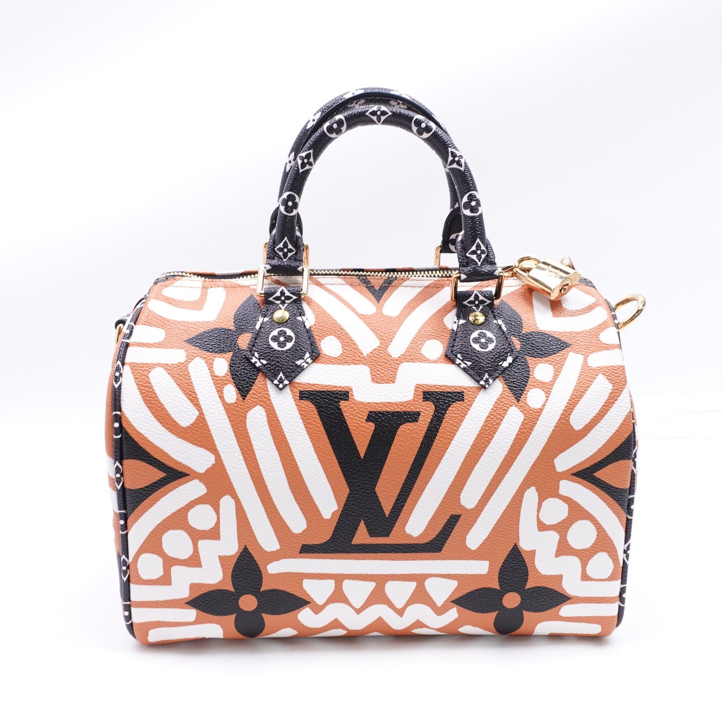 Pre-owned Louis Vuitton Speedy 25 White&Brown Coated Canvas Shoulder Bag