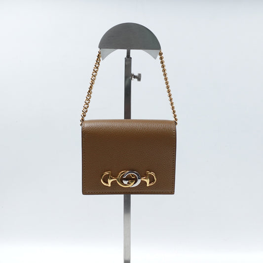 Pre-Owned Gucci Zumi Brown Calfskin Shoulder Bag