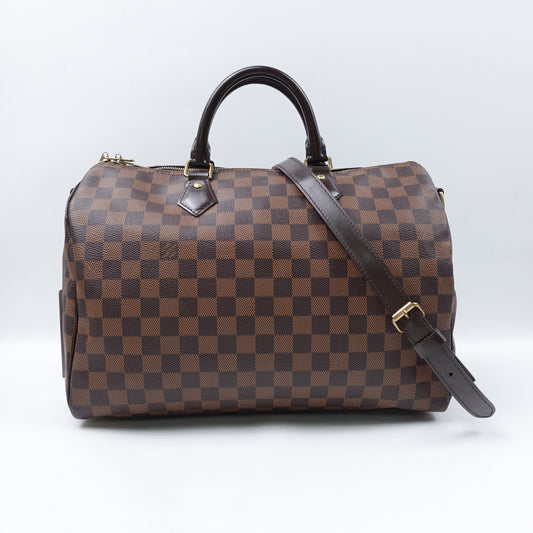 Pre-owned Louis Vuitton Speedy 35 Damier Ebene Coated Canvas Shoulder Bag