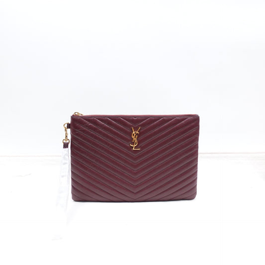 Pre-owned Saint Laurent Le Cassandre Red Calfskin Clutch