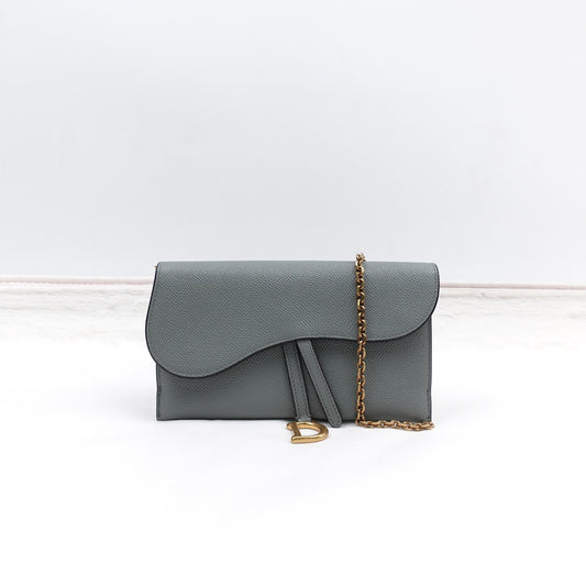 Pre-owned DiorSaddle Blue&Gray Calfskin Shoulder Bag