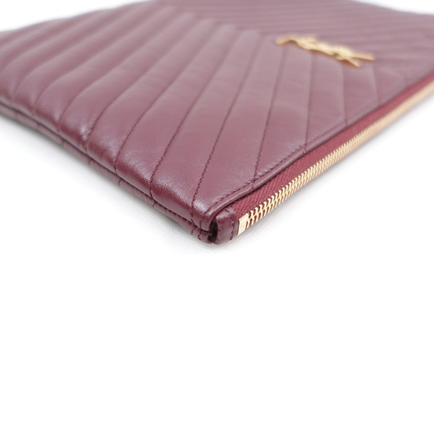 Pre-owned Saint Laurent Le Cassandre Red Calfskin Clutch