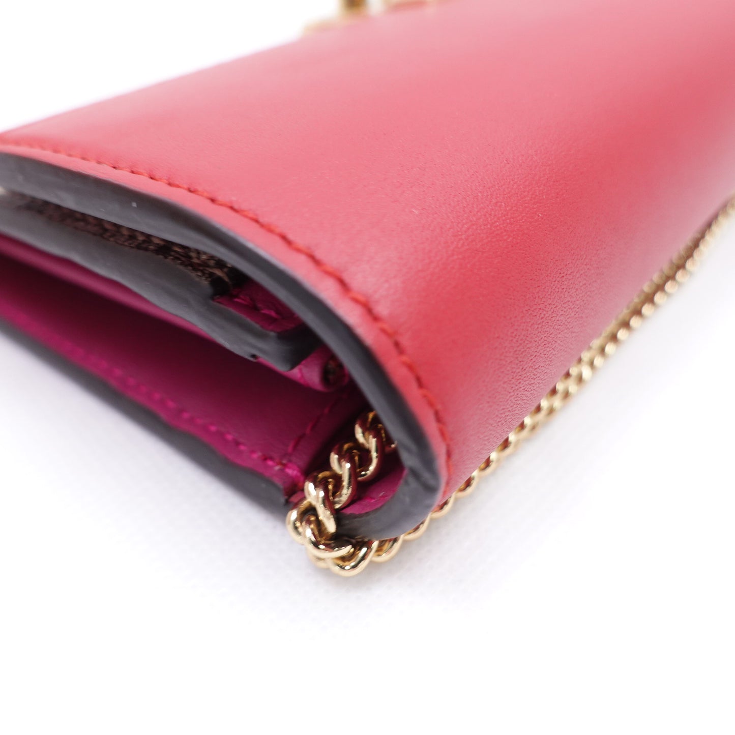 Pre-owned Gucci Padlock WOC Monogram&Red Coated Canvas&Calfskin Shoulder Bag