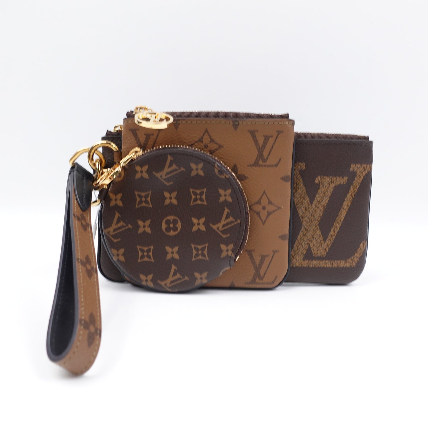 Pre-owned Louis Vuitton Trio Reverse Monogram Coated Canvas Clutch