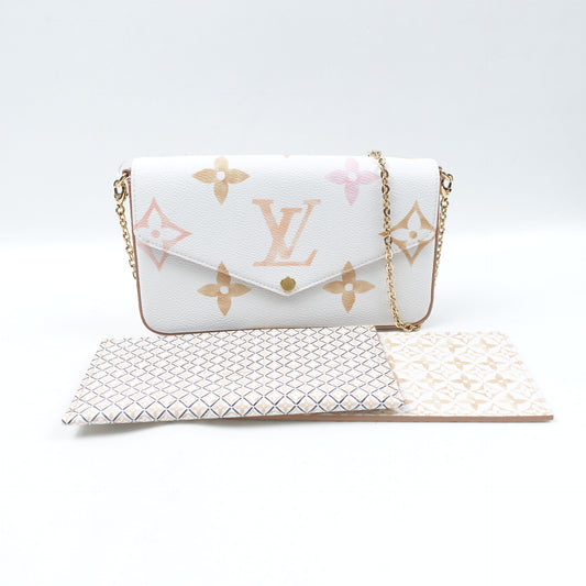 Pre-Owned Louis Vuitton Pochette Felicie Monogram&White Coated Canvas Shoulder Bag