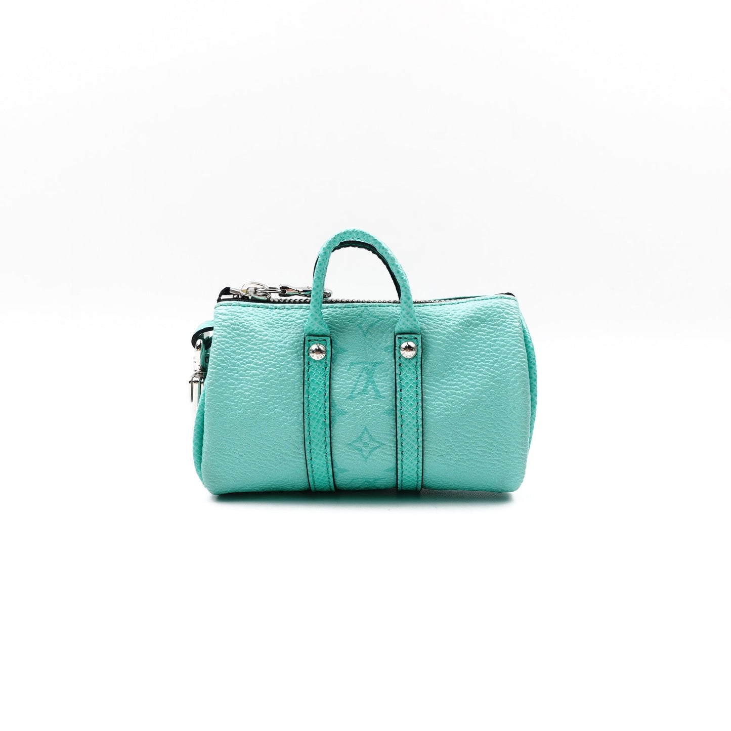 Pre-owned Louis Vuitton Keepall Mint Green Coated Canbas Bag Charm
