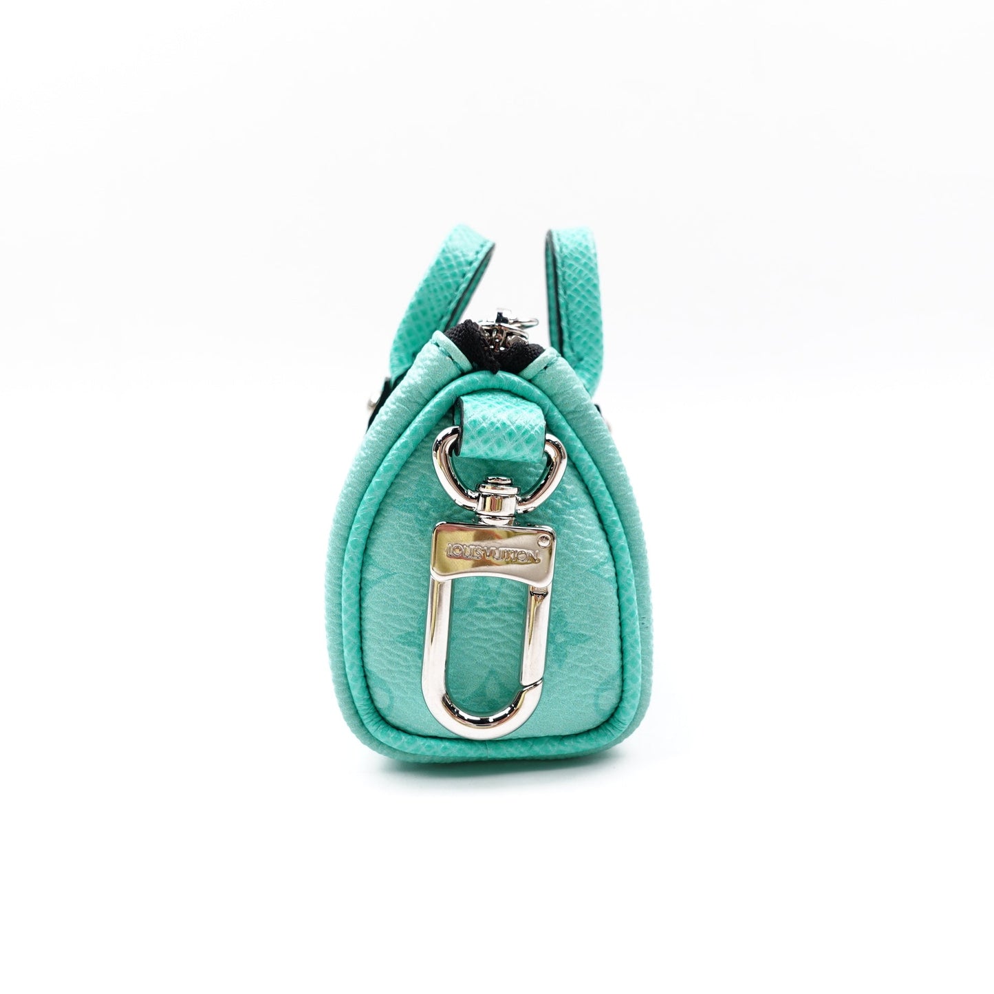 Pre-owned Louis Vuitton Keepall Mint Green Coated Canbas Bag Charm