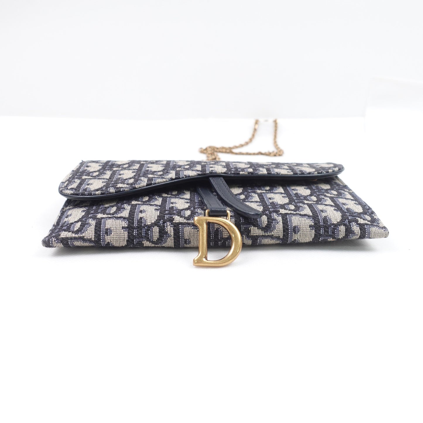 Pre-owned Dior Saddle Woc Oblique Blue Cancas Shoulder Bag