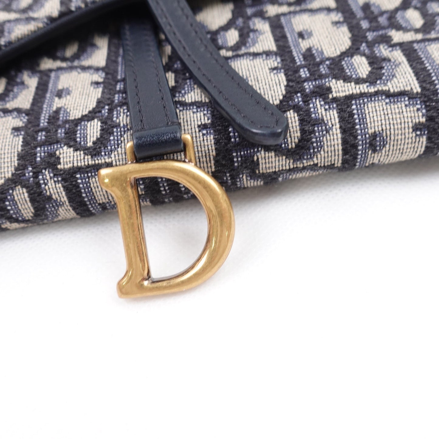 Pre-owned Dior Saddle Woc Oblique Blue Cancas Shoulder Bag