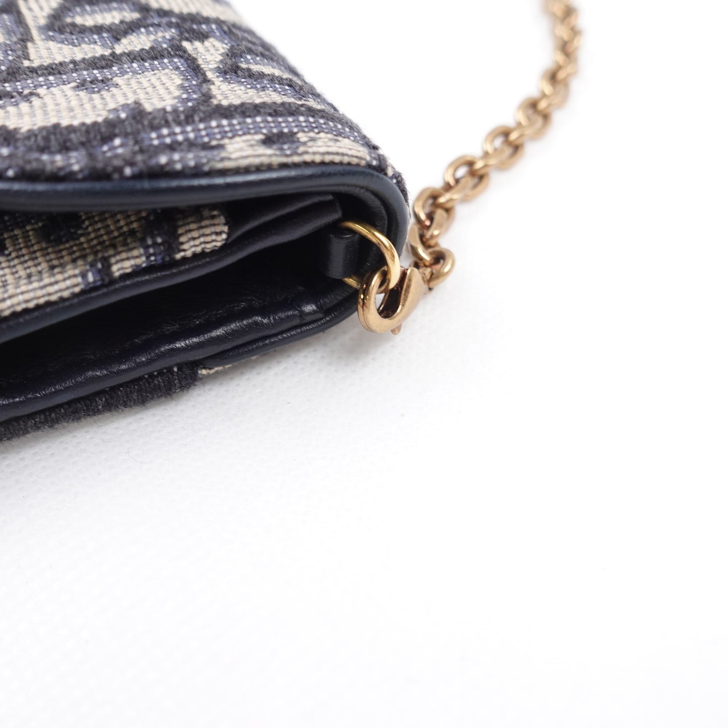 Pre-owned Dior Saddle Woc Oblique Blue Cancas Shoulder Bag