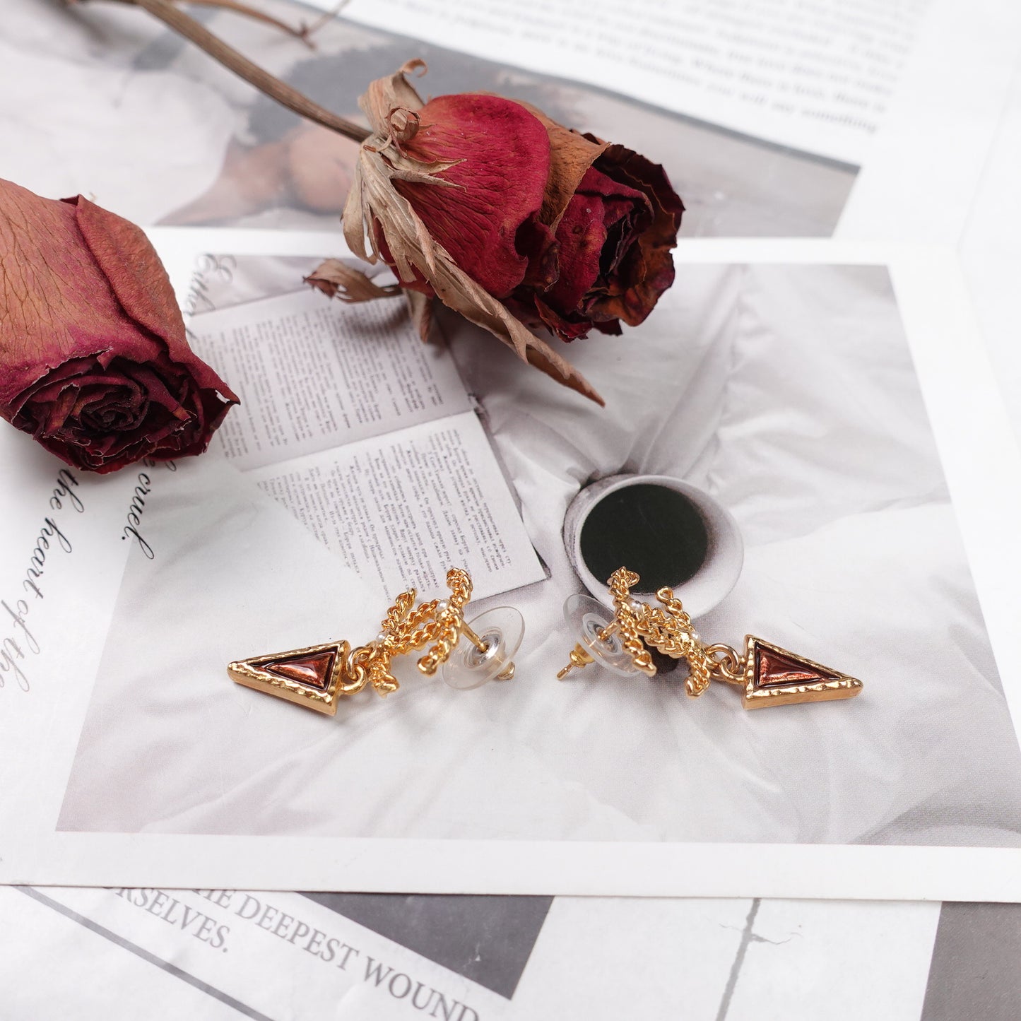 Pre-Owned Chanel Metal Painting&Brown CC Earrings