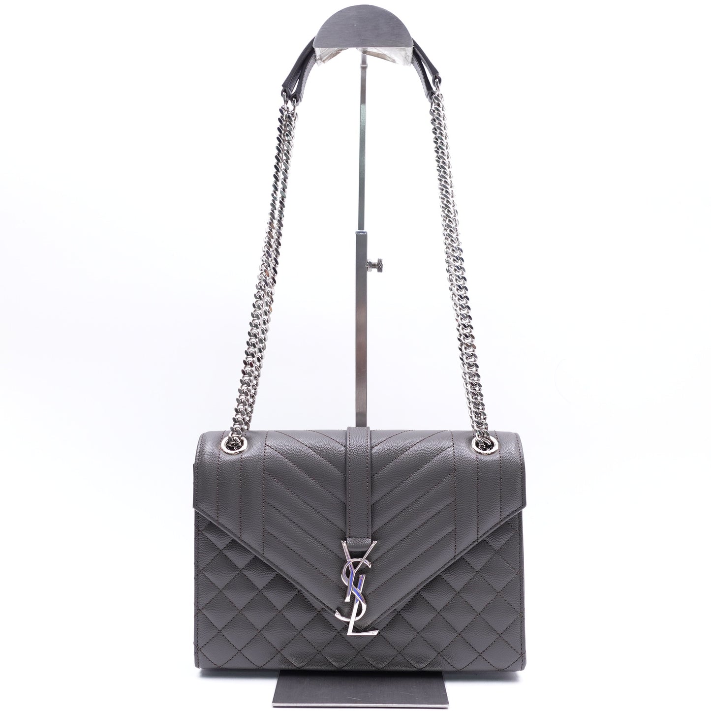 Pre-owned Saint Laurent Envelope Grey Calfskin Shoulder Bag