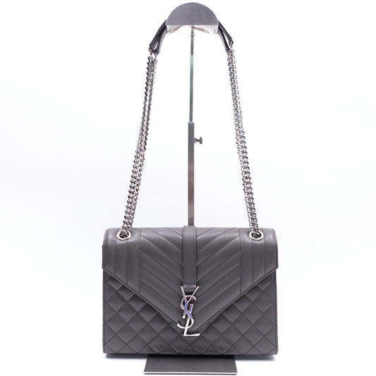 Pre-owned Saint Laurent Envelope Grey Calfskin Shoulder Bag