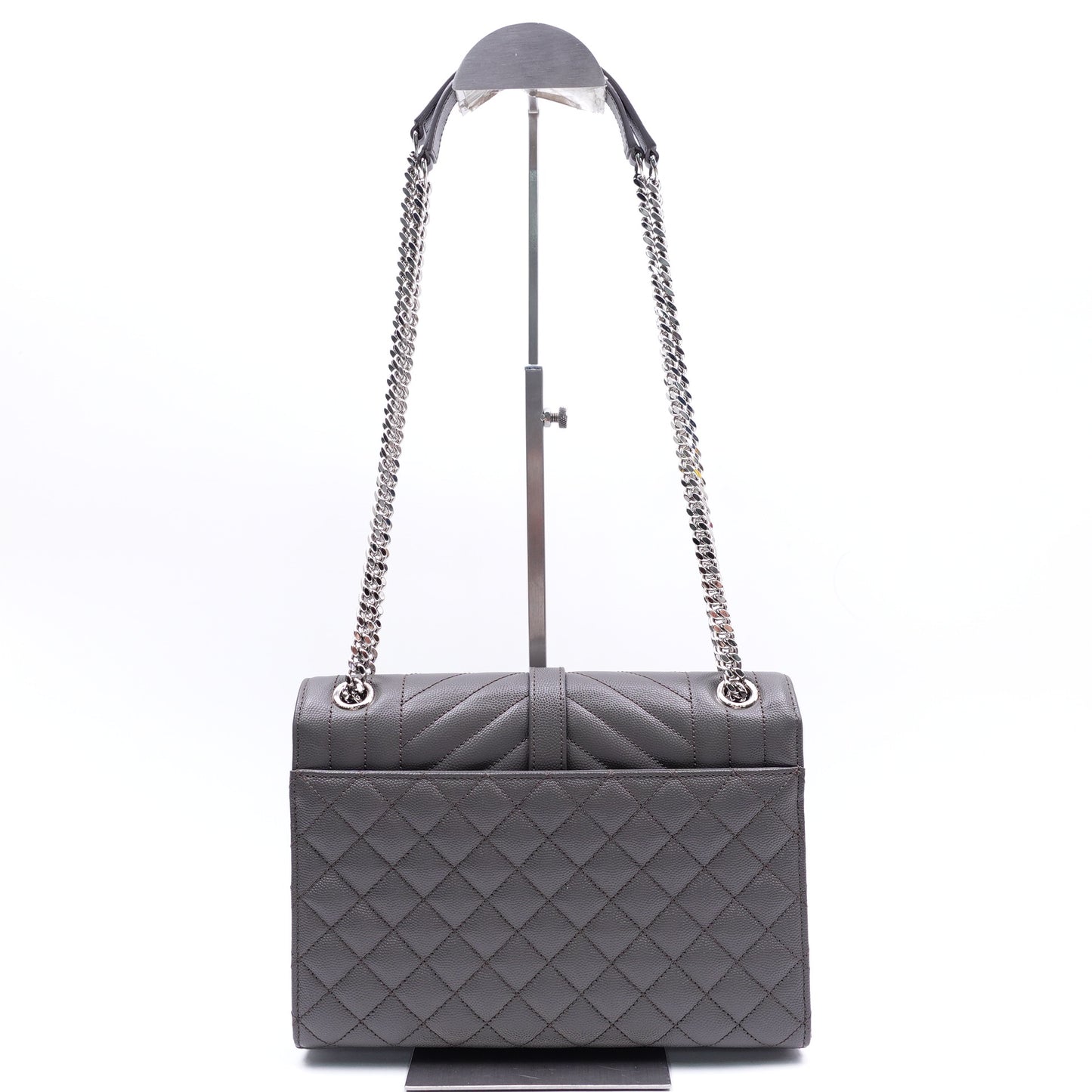 Pre-owned Saint Laurent Envelope Grey Calfskin Shoulder Bag