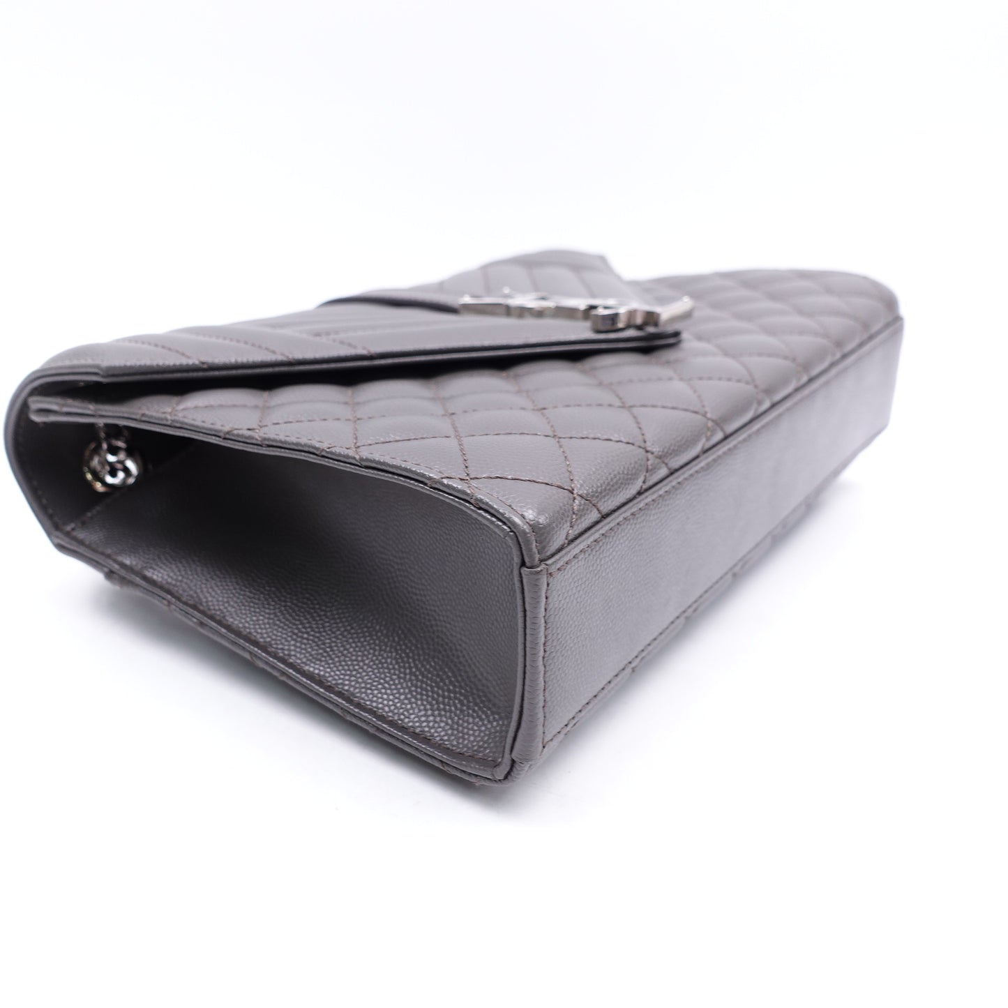 Pre-owned Saint Laurent Envelope Grey Calfskin Shoulder Bag