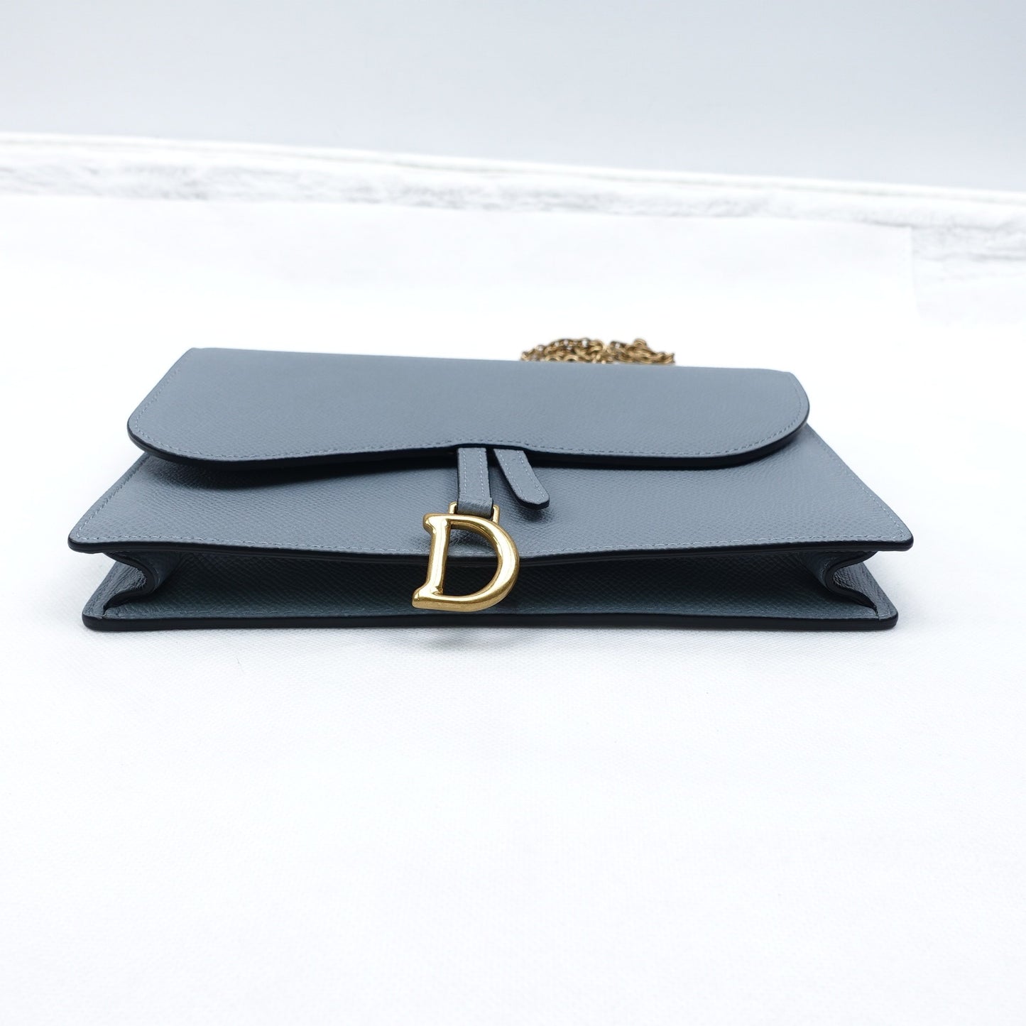 Pre-owned Dior Saddle WOC Blue Calfskin Shoulder Bag