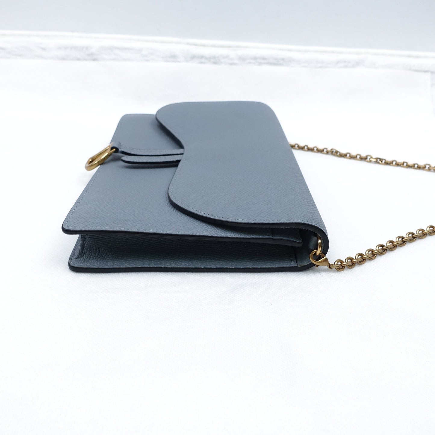 Pre-owned Dior Saddle WOC Blue Calfskin Shoulder Bag