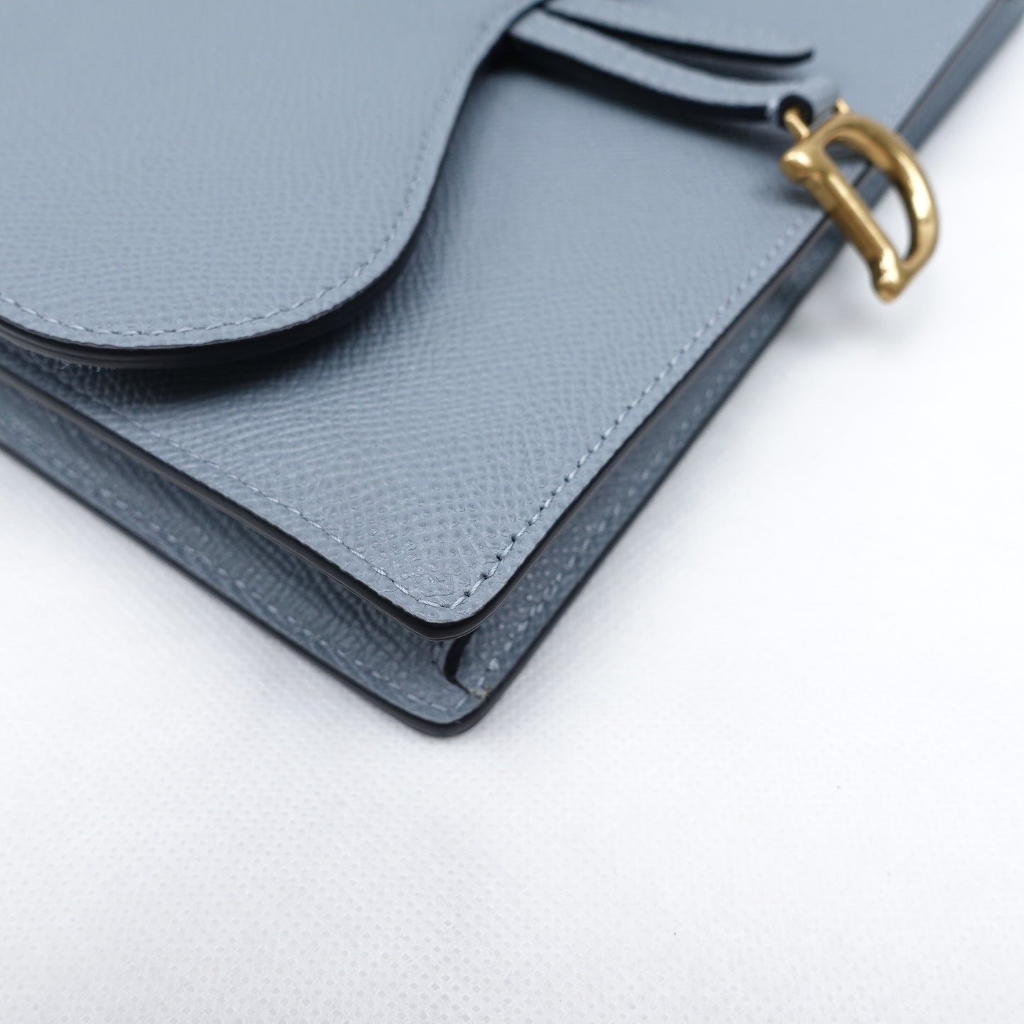 Pre-owned Dior Saddle WOC Blue Calfskin Shoulder Bag