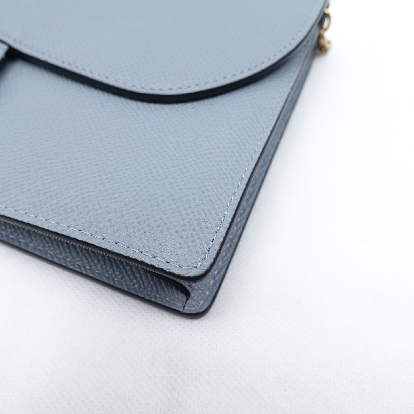 Pre-owned Dior Saddle WOC Blue Calfskin Shoulder Bag
