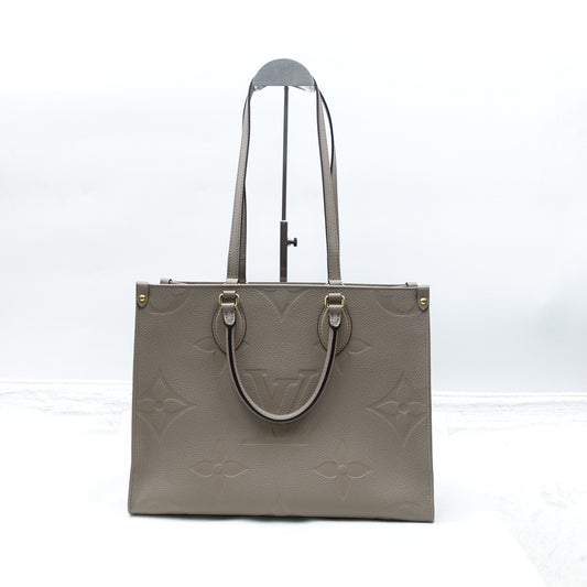 Pre-Owned Louis Vuitton On The Go MM Grey Calfskin Shoulder Bag