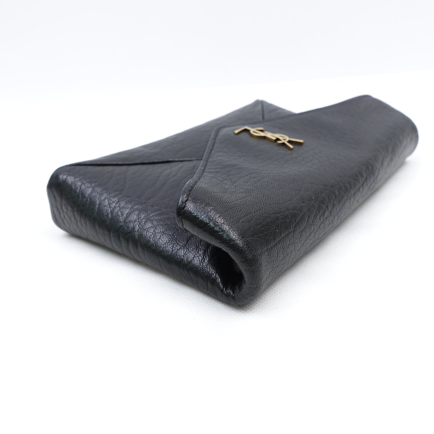 Pre-owned Saint Laurent Le Cassandre WOC Black Lambskin Shoulder Bag