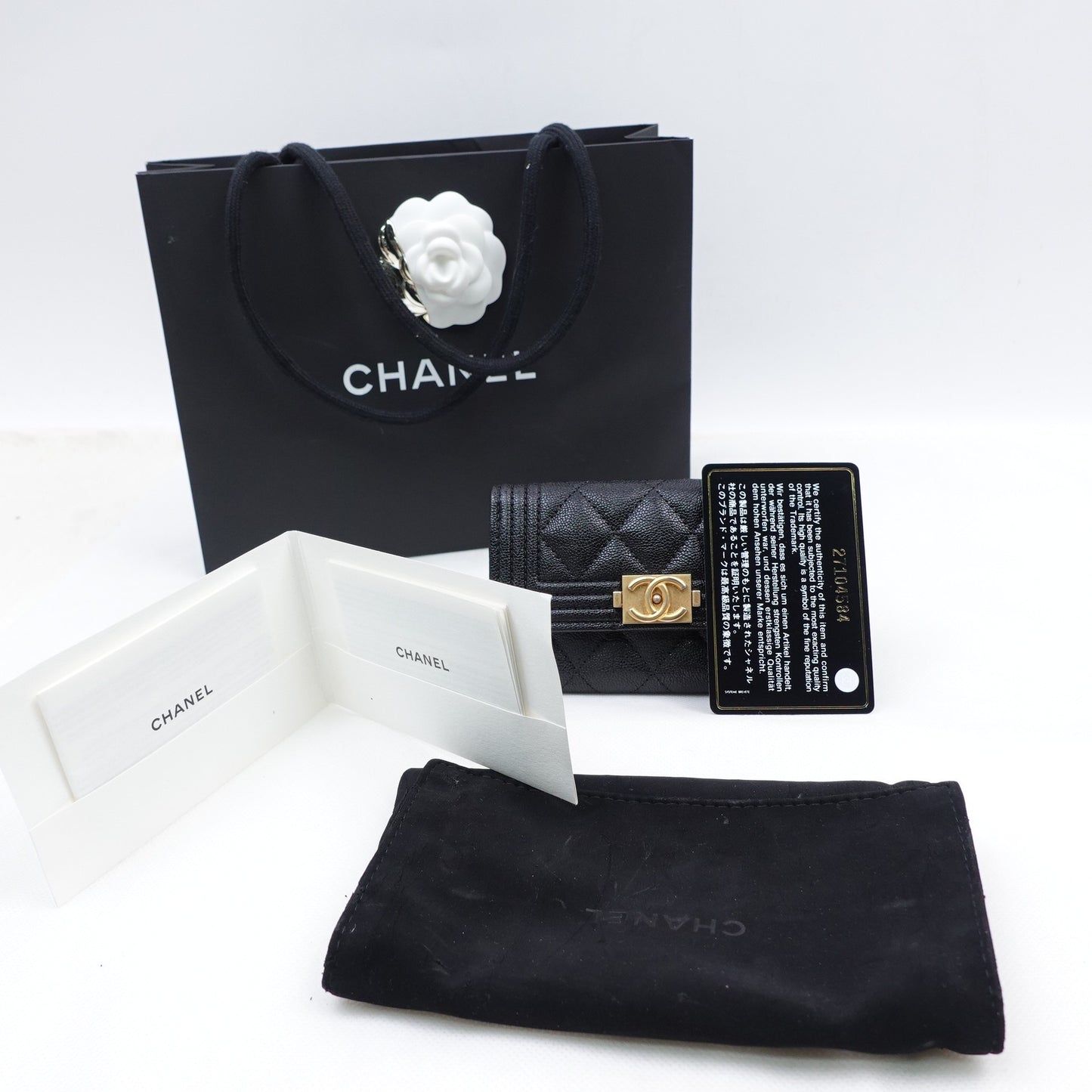 Pre-owned Chanel Leboy Black Calfskin Short Wallet