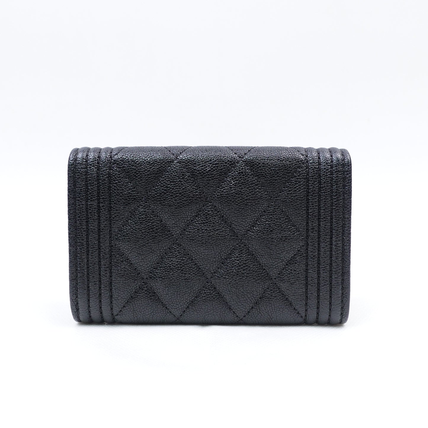 Pre-owned Chanel Leboy Black Calfskin Short Wallet